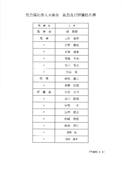 公表　社会福祉法人天真会　役員等名簿